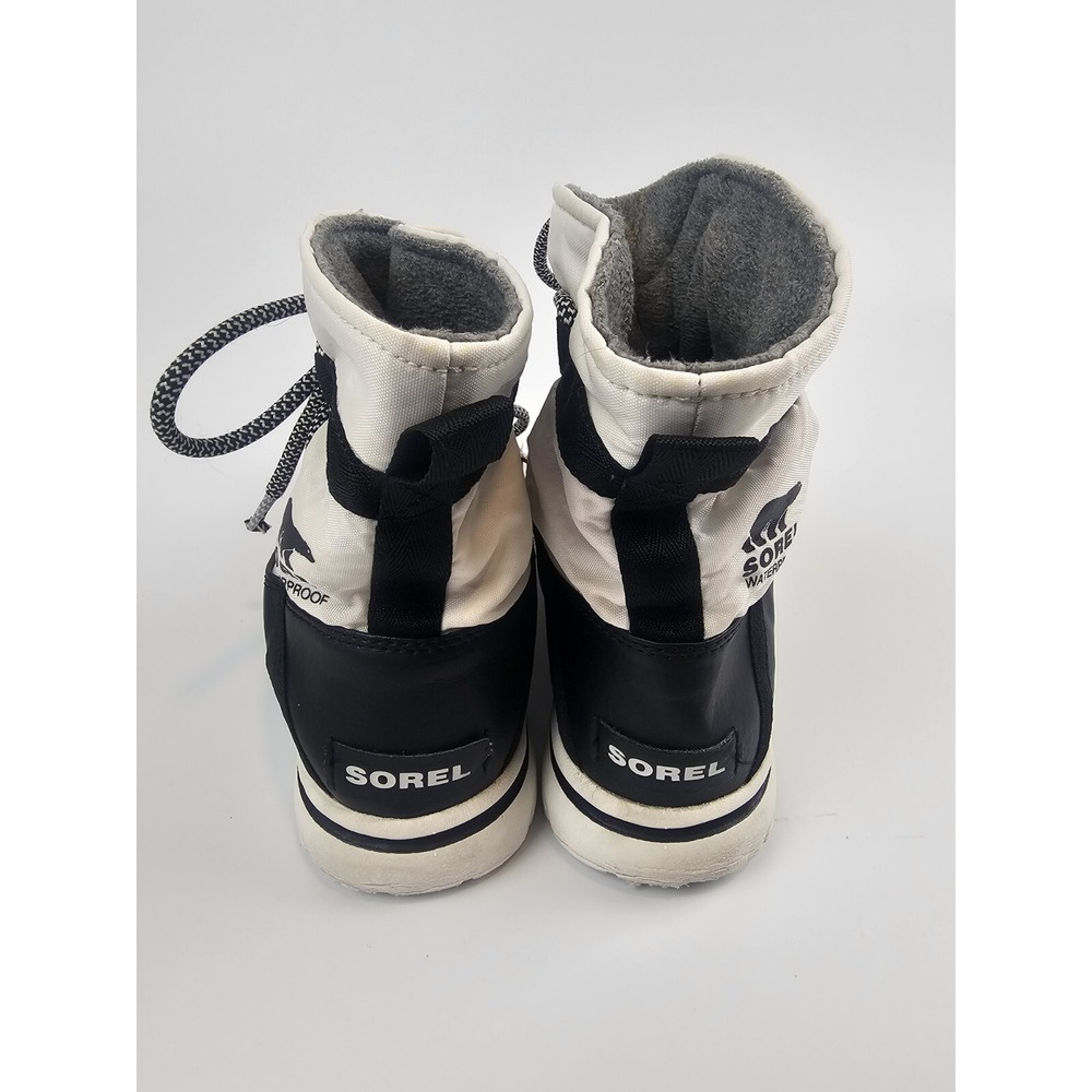 Sorel Boots Women's Size 9 White & Black Cozy Explorer Waterproof Winter Pull on - Picture 3 of 6